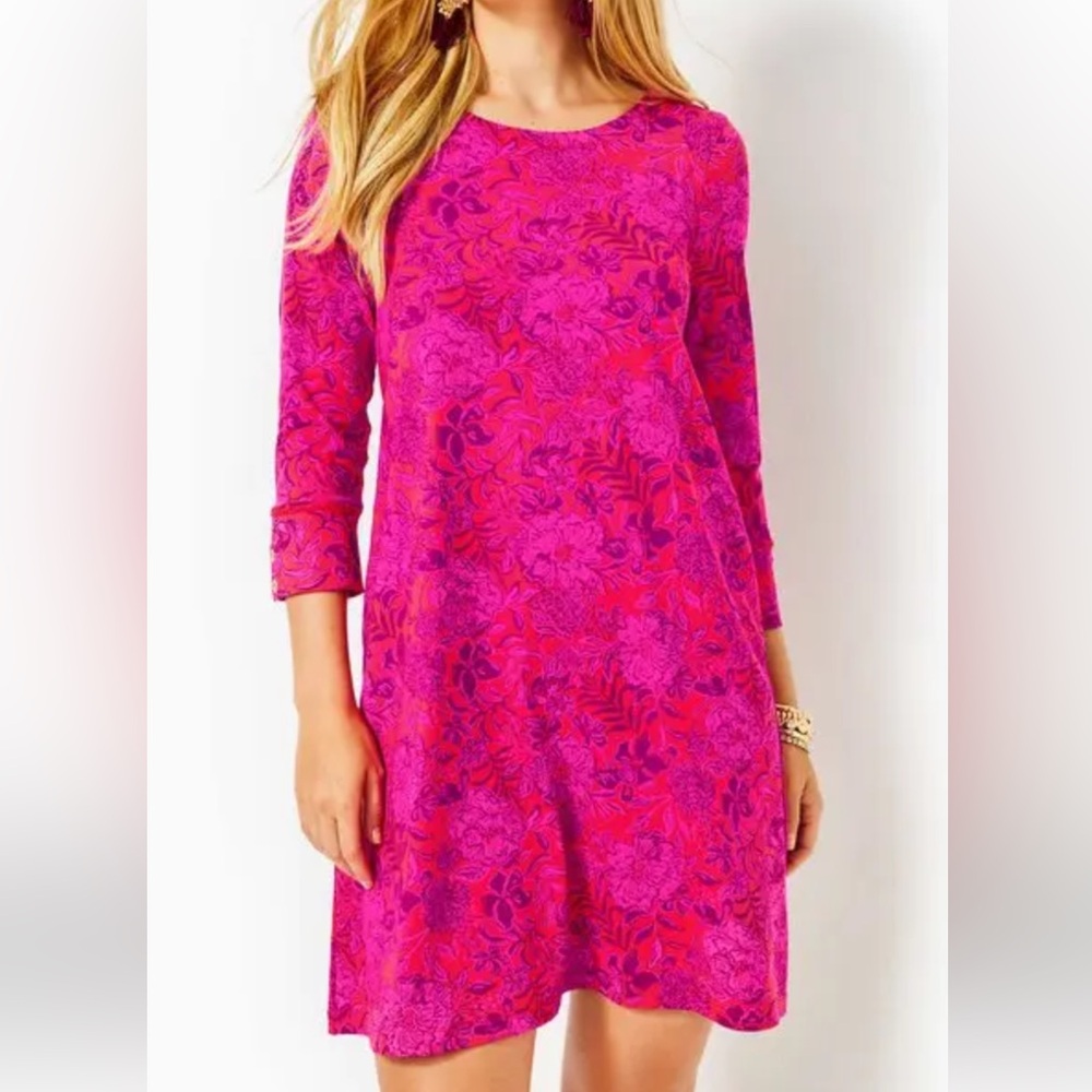 Lilly Pulitzer Sz XL Solia ChillyLilly Dress Amaryllis Red Secret Hideaway